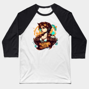 Steampunk Pilot Female Powering the past fueling the Future Baseball T-Shirt